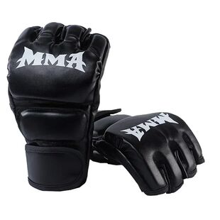 1 Pair Of Pu Boxing Gloves Mma Gloves Half Finger Sandbag Ta