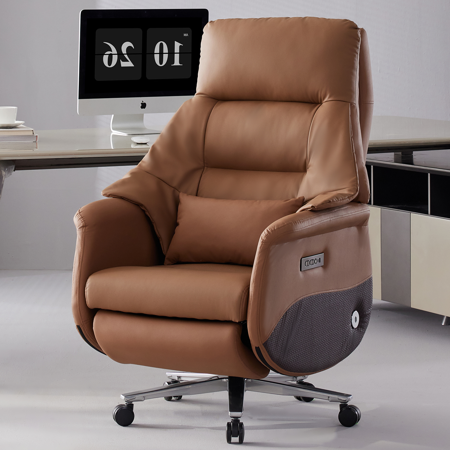 户奇801电动真皮办公椅通风加热