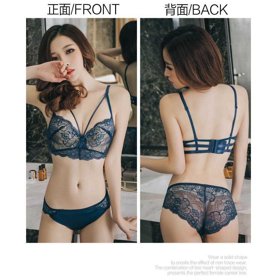 新款直销新款美背文胸聚拢无钢圈上托小胸罩收副乳内衣套装女性感