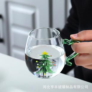 新款直销新款圣诞节主题杯子雪人圣诞树玻璃杯圣诞节礼品套装可印