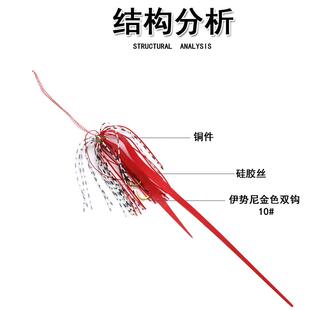 新款直销手工绑细长尾飘带硅胶裙绑钩炎月钩胡须佬路亚钩炎月配件