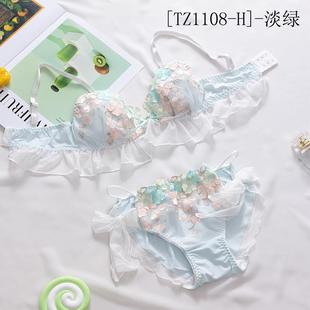 薄款 新款 刺绣夏季 直销新款 女士透气宫廷冰丝无钢圈三角杯 文胸套装
