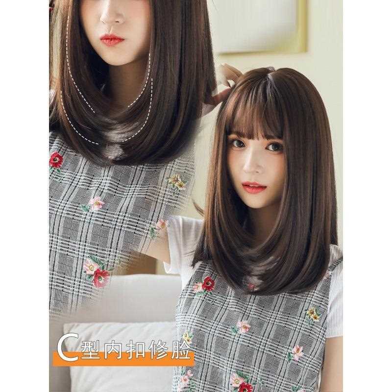 新款直销假发套女中长发 内扣齐肩锁骨发圆脸梨花自然蓬松网红假