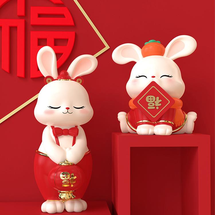 新款直销2023兔年新年春节装饰礼物元旦礼品玄关过年家用客厅布置