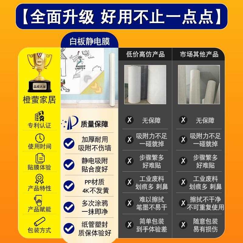 新款直销可携带白板纸可擦写办公家用可移除会议室留言板不伤墙静