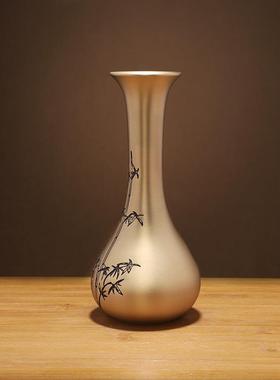 新款直销黄铜艺术花瓶 创意花瓶 客厅书房家居插花摆件 铜工艺饰