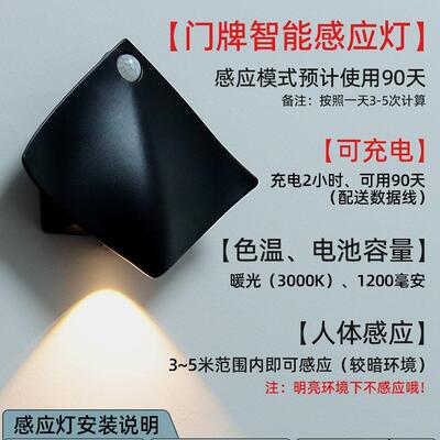 新款直销门牌感应灯入户客厅洗墙灯过道背景灯充电池LED射灯智能
