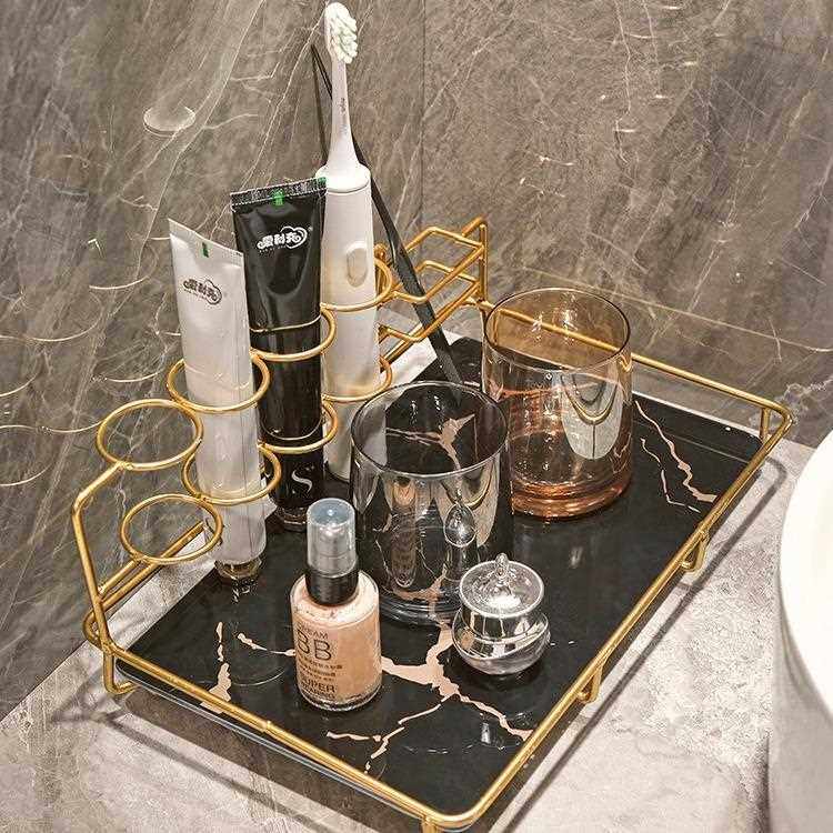 直销新款轻奢电动牙刷置物架牙杯牙缸漱口杯刷牙杯浴室台面收纳架