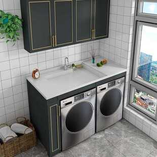 新款直销太空铝阳台烘洗双机位洗衣柜台上盆滚筒洗衣机烘干机一体
