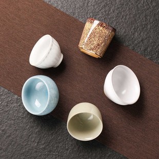 陶瓷品茗杯功夫茶具茶S盏礼盒装 仿宋五大名窑主人杯套装 家用茶杯