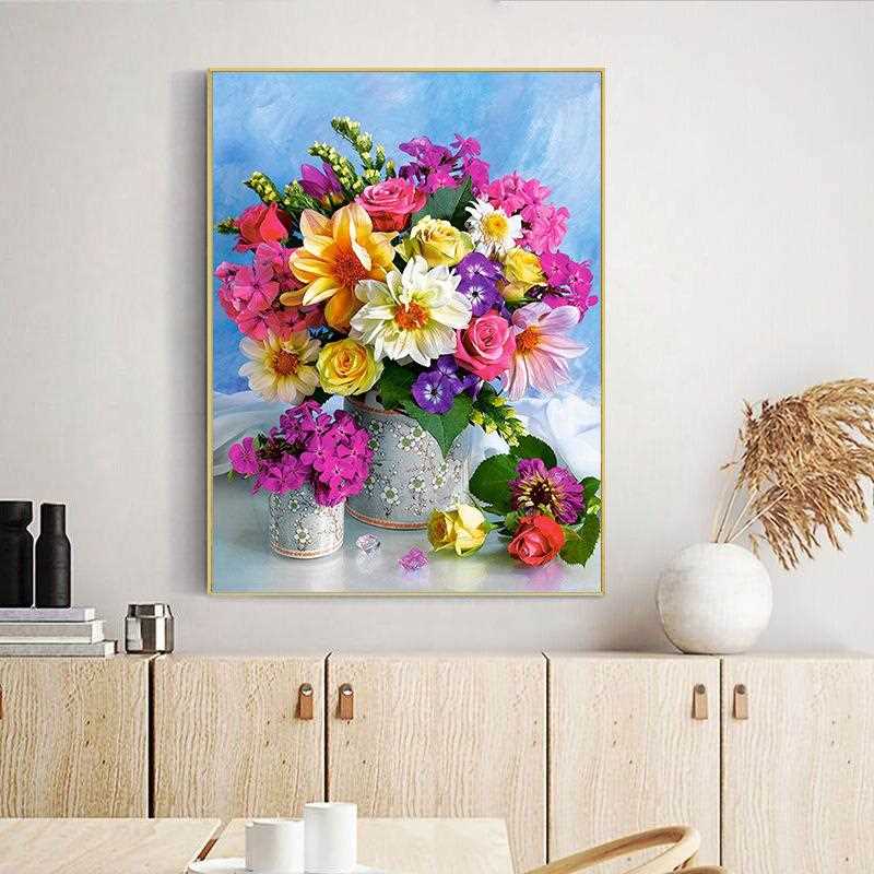 新款直销5d钻石画满钻新款现代简约彩色花卉粘贴钻十字绣客厅卧室