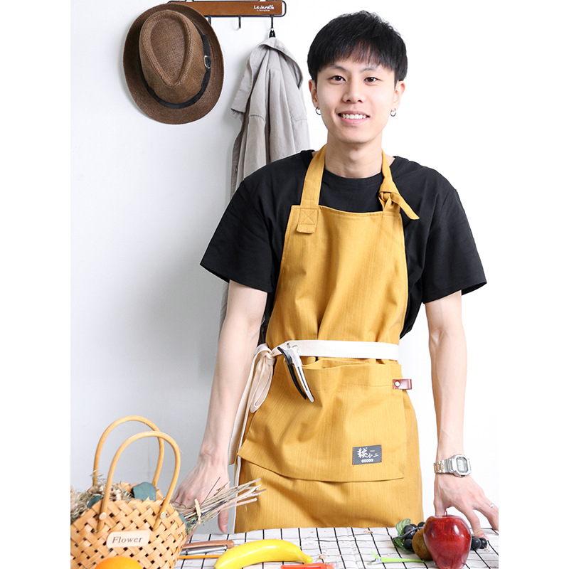围裙家用厨房做饭印logo咖啡奶茶店餐厅烘焙男女服务员工作服印字