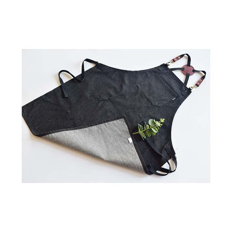 新款直销定-制牛仔围裙咖啡师画画西餐厅奶茶店家用工作服韩版印