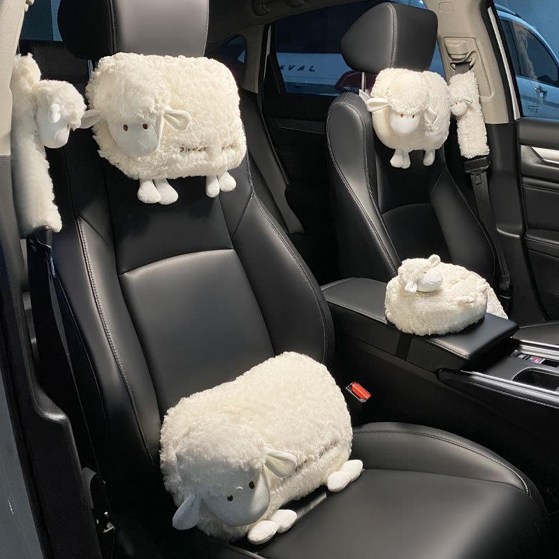 新款直销汽车头枕护颈枕创意可爱小羊车用腰靠护腰靠垫车载靠枕套