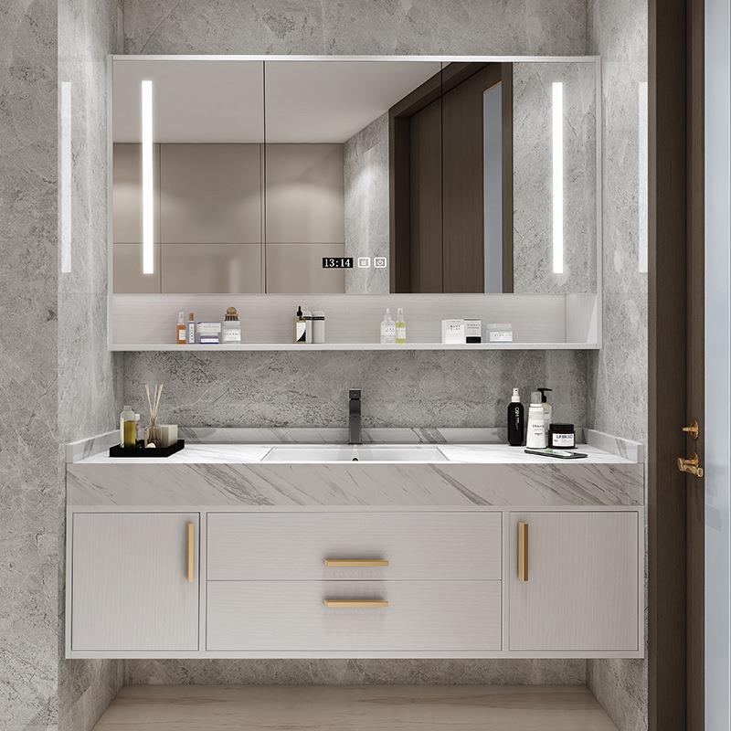 岩板双盆浴室柜组合现代简约卫浴柜洗漱台卫生间洗脸洗手盆柜套装