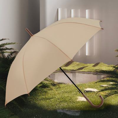 雨伞珍妮花抗风速干长柄卡其色