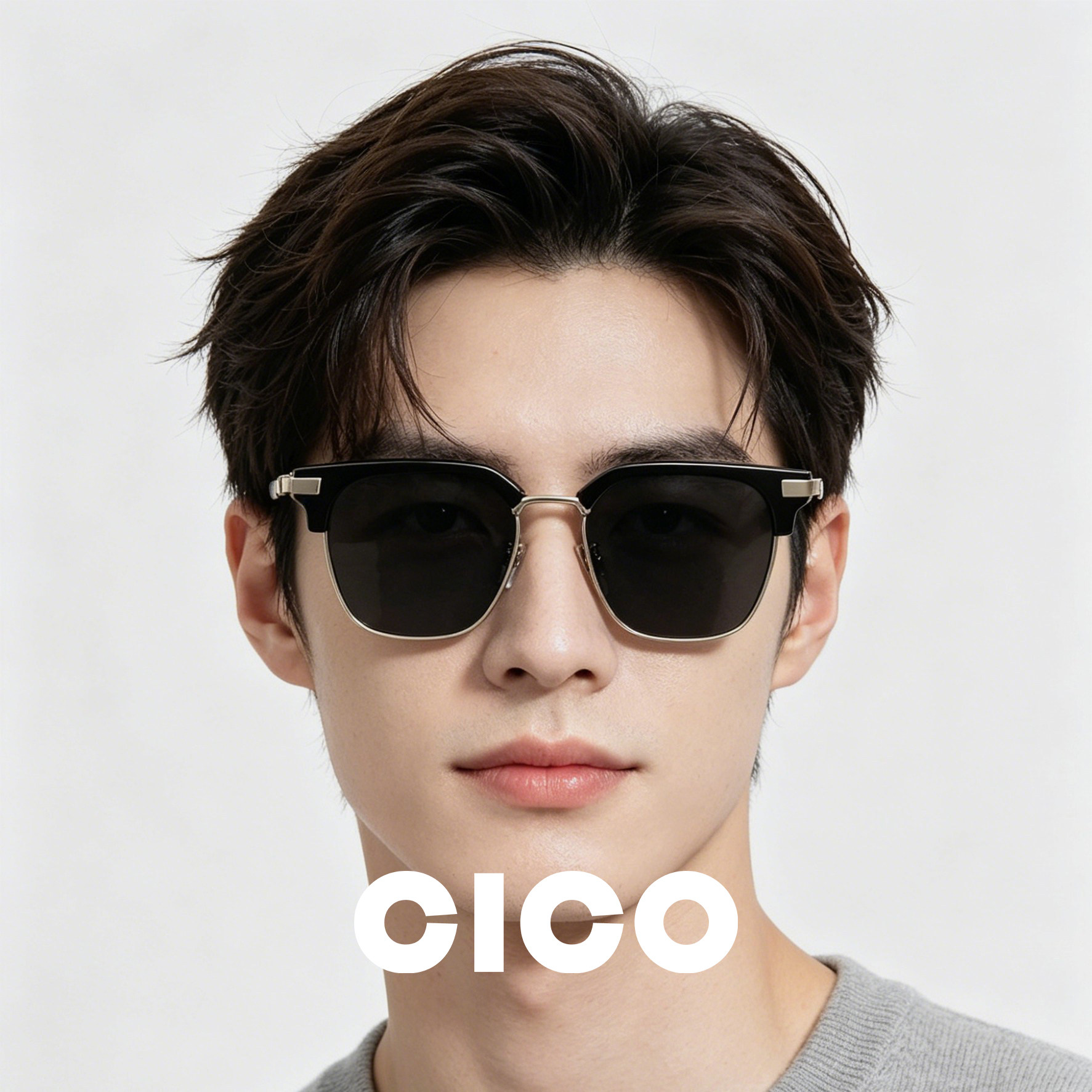 CICO 痞帅朋克风男士加宽斯文男日系方形理工男墨镜防紫外线眼镜
