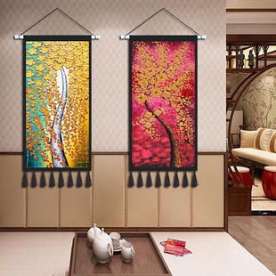 饰画走廊遮挡壁画 发财树挂画布艺北欧风挂t布挂毯超大客厅背景装