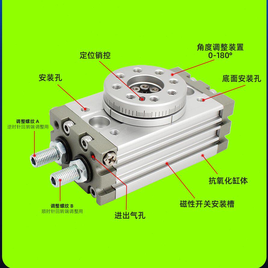 90度180度气动机械手旋转摆动气缸msqb-10a/20a/30a/50a/70a/hrq