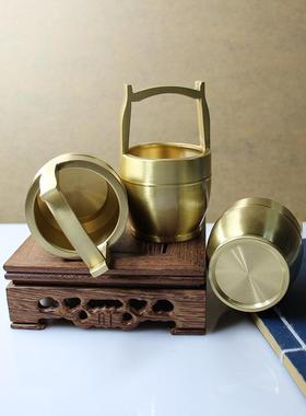 新款直销黄铜一桶金招米小铜器铜工艺品摆件纯铜水桶会销礼品金属