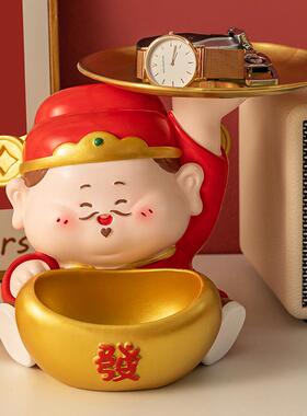 新款直销新中式创意财神玄关收纳摆件乔迁之喜店铺开业礼品树脂家
