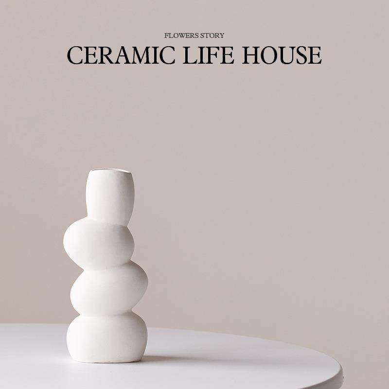 新款直销ins风素胚陶瓷花瓶插花摆件高级感小众轻奢花瓶陶瓷家居,家居饰品,花瓶,淘宝优惠券,粉丝福利购,淘宝优惠卷