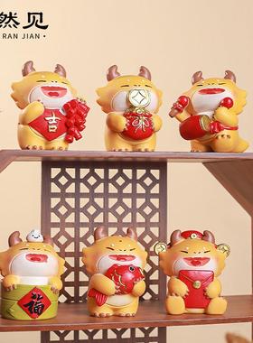 新款直销新中式卡通创意过年礼品生肖龙汽车内饰装饰品树脂家居桌