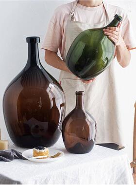 新款直销 北欧透明水培小口大肚玻璃花瓶客厅马醉木吊钟花器绿色