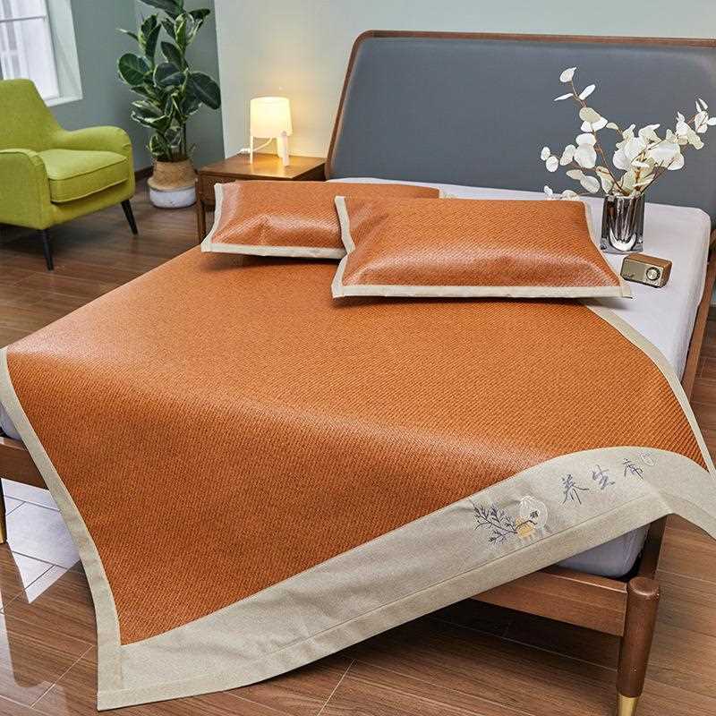 新款直销严选凉席藤席正反两用家用藤席1.5三件套可折叠学生宿舍