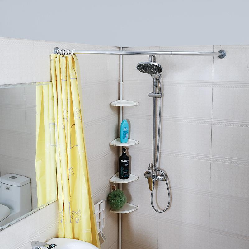 新款直销跨境弧形杆浴室浴帘杆铝合金加粗加厚阳台卫生间浴室置放