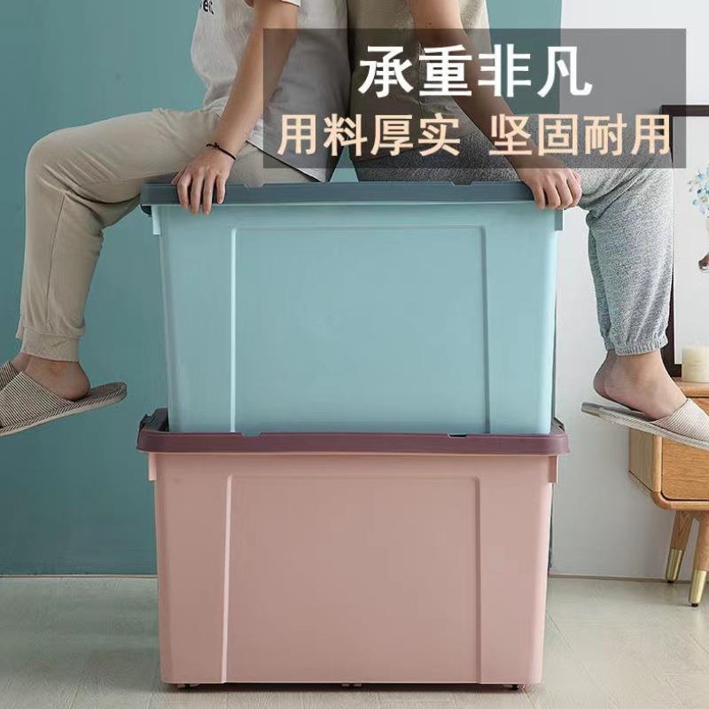 新款直销塑料整理箱加厚衣物杂物收纳周转箱彩色收纳整理盒食品透