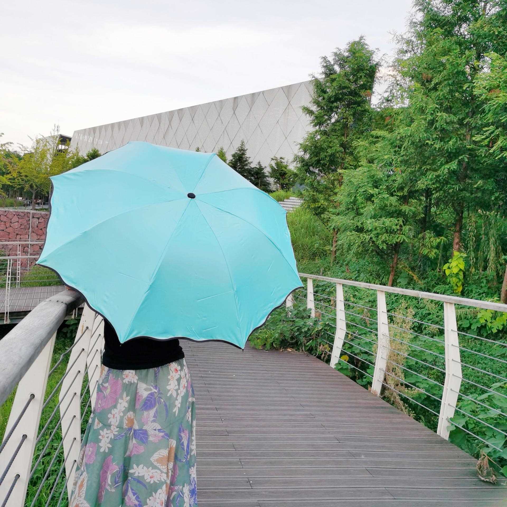 新款直销晴雨伞创意遇水开花防晒黑胶伞防紫外线太阳伞女生折叠遮