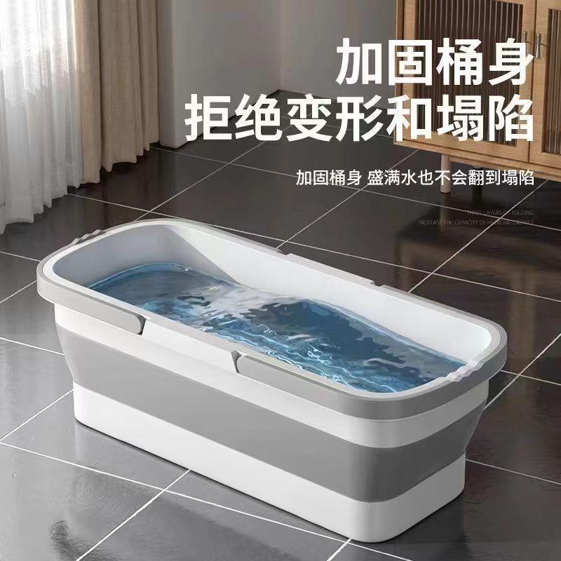 新款直销折叠桶长条形大容量特厚双提手可折叠通用款拖把桶不占空
