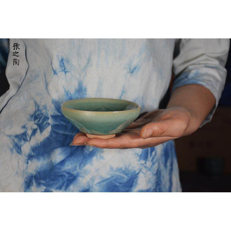 新款直销?贵州牙舟陶张之陶柴窑青釉莲花茶盏手工主人杯茶碗柴烧,餐饮具,茶杯,淘宝优惠券,粉丝福利购,淘宝优惠卷