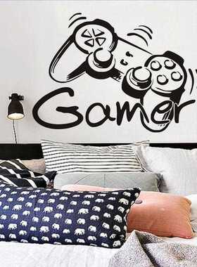 新款直销跨境儿童房精雕黑色贴画小号Gamer游戏墙贴可移除家居装