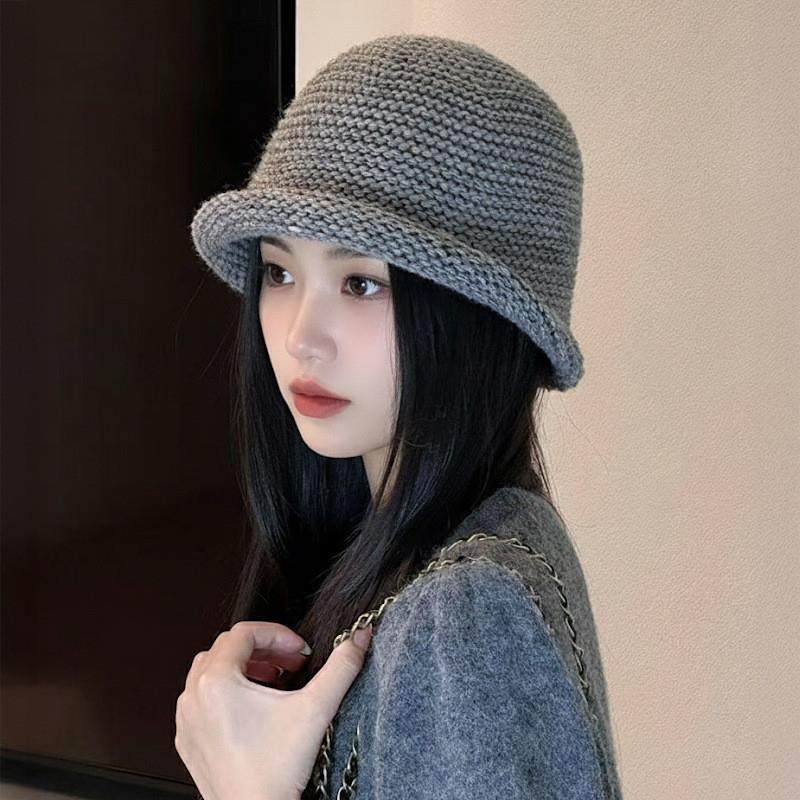 出口韩国高品质针织卷边水桶帽子女秋冬复古咖色渔夫帽大头围盆帽,服饰配件/皮带/帽子/围巾,帽子,淘宝优惠券,粉丝福利购,淘宝优惠卷