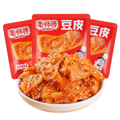 毛师傅香辣豆皮童年辣味小零食开袋即食休闲解馋网红手撕辣片