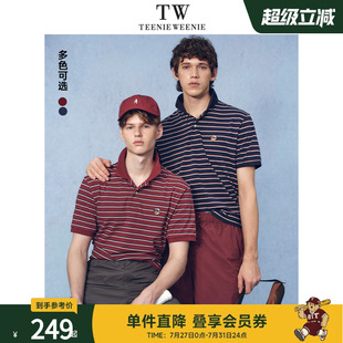 翻领休闲通勤短袖 Teenie T恤2025夏新款 Weenie小熊男装 条纹POLO衫