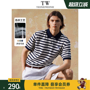 TeenieWeenie小熊男装 卡通条纹POLO衫 T恤男2024夏季 新款