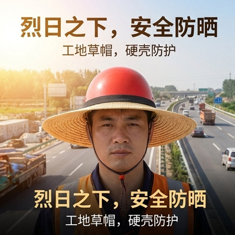 安全帽檐工地草帽遮阳防晒帽子