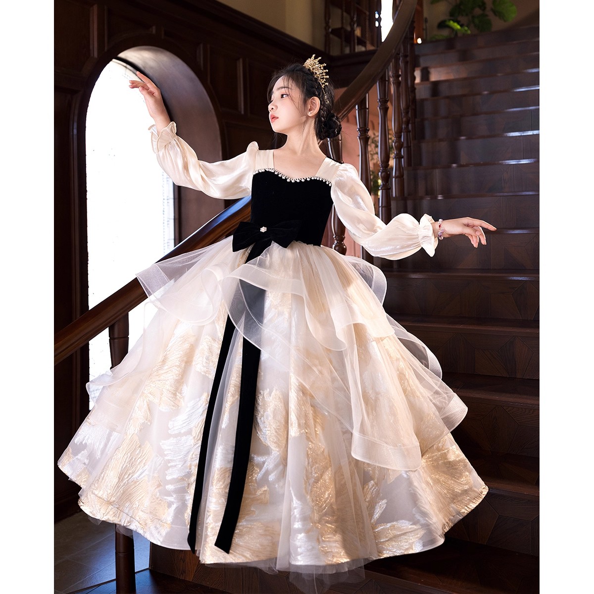 绝美女童礼服2025新款婚礼花童生日公主裙高端钢琴演出服小主持人