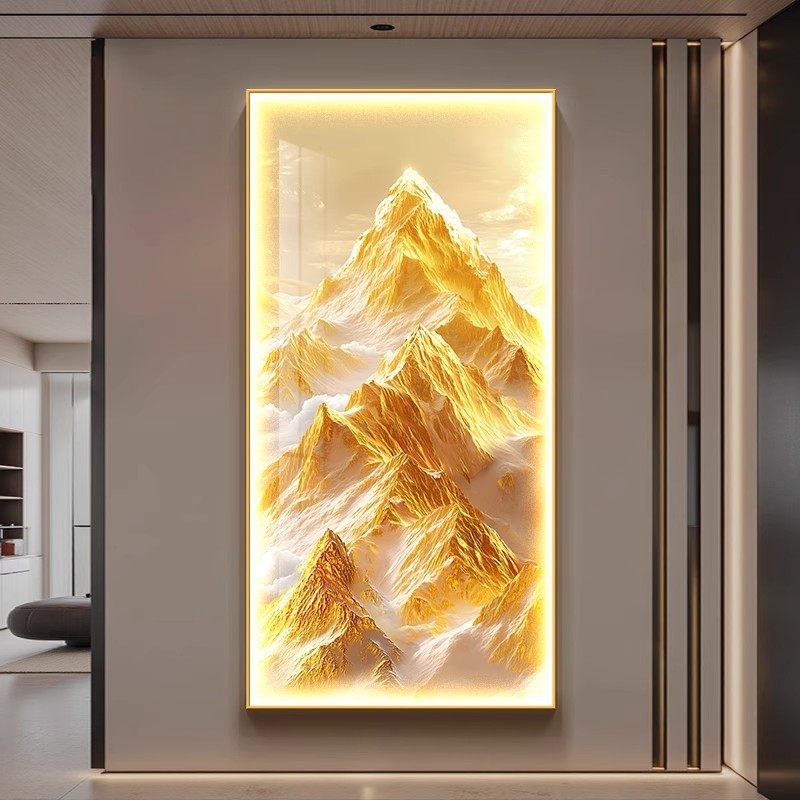 日照金山LED灯画入户玄关装饰画轻奢风走廊过道挂画客厅亮灯壁画,家居饰品,氛围画/灯画,淘宝优惠券,粉丝福利购,淘宝优惠卷