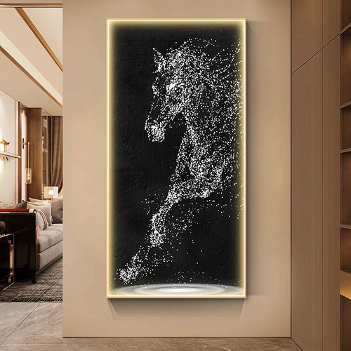 马到成功LED灯画客厅玄关装饰画