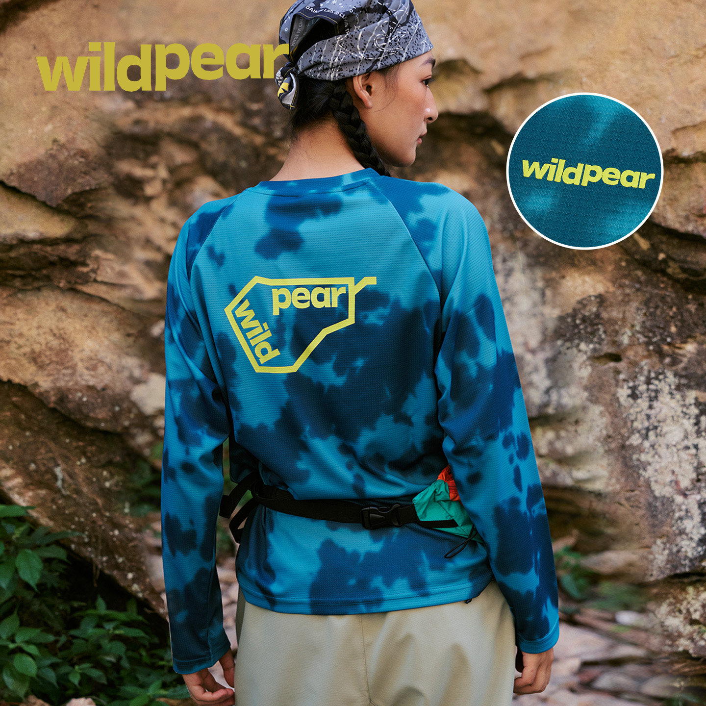 Wild Pear/野梨2025新款徒步细格纹吸湿速干多色圆领长袖T恤男女