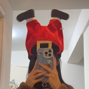 韩国圣诞帽卡通圣诞老人礼物袋子女生拍照道具裤子帽子情侣拍照