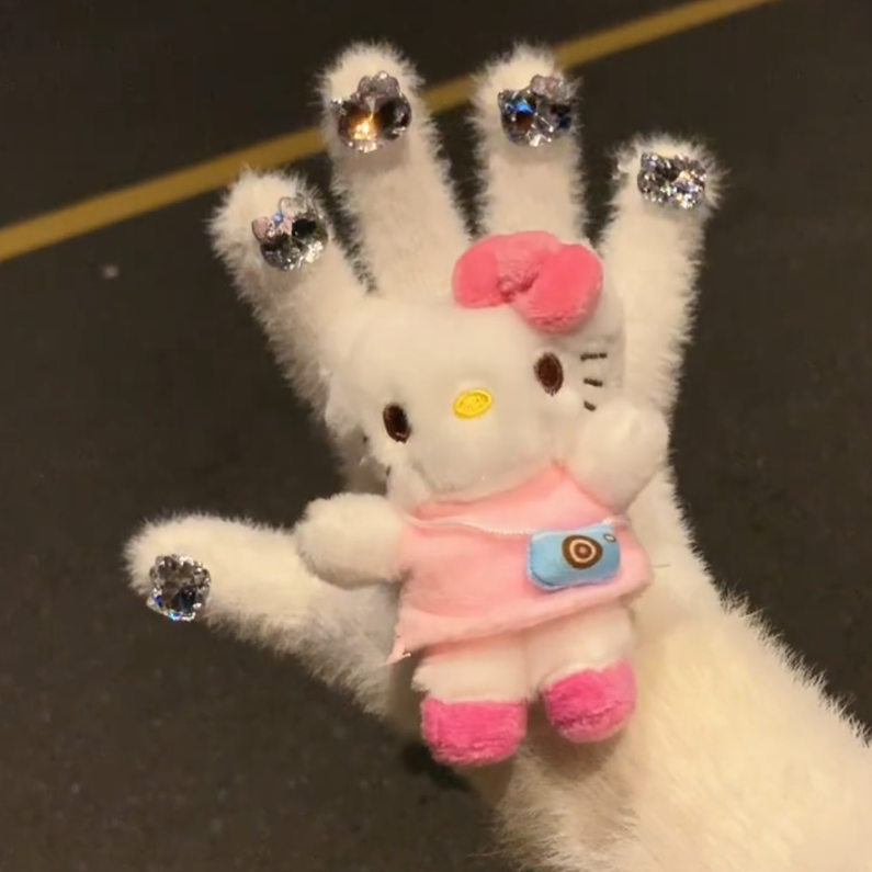 可爱少女心满钻秋冬保暖手套