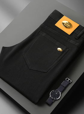 秋冬款欧货新款欧洲站轻奢加厚黑色防褪色长裤弹力修身小直筒裤潮