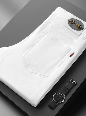 欧货新款欧洲站轻奢高货秋冬款加厚白色长裤弹力修身小直筒裤潮牌