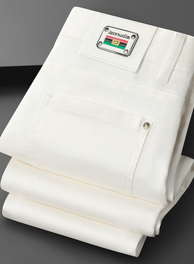 秋冬款欧货欧洲站轻奢加厚白色三防九分裤弹力修身小直筒裤潮牌牌