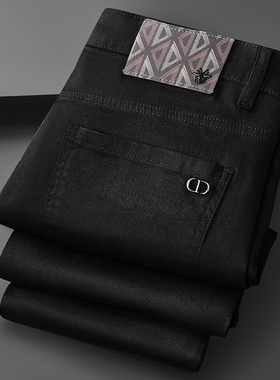 秋冬款欧货新款欧洲站轻奢加厚黑色防褪色长裤弹力修身小直筒裤潮